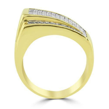 14K Yellow Solid Gold Large Mens Diamond Princess Cut Ring 2.50 Ctw